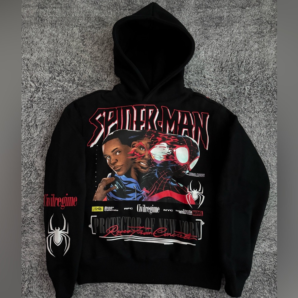 Men’s Civil Regime x Marvel Hoodie, Twisted Miles Chaos Hoodie, Spider Man, NWT